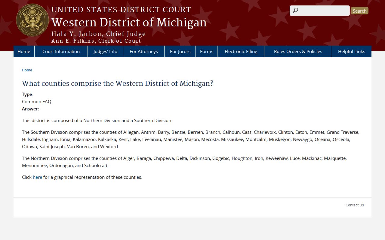 Federal Northern Division jurisdiction map covering Iron County warrant cases