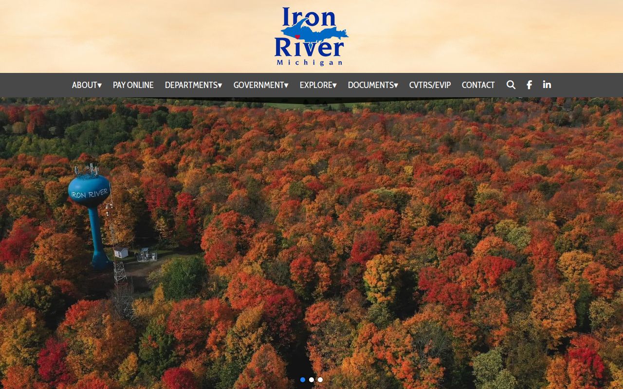 Iron River city hall page for city offices and Iron County court routing