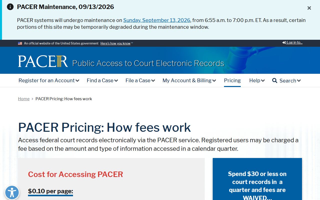 PACER federal docket search and fee page for Iron County federal warrant questions